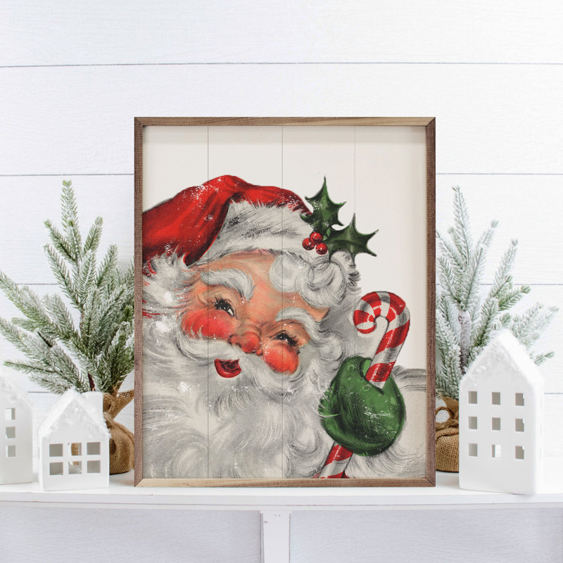 Père Noël avec canne en bonbon, H 20 po x l 16 po