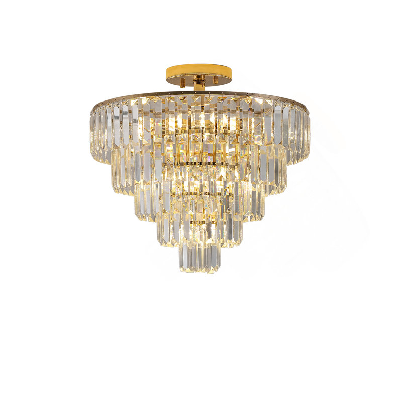 Lustres en cristal doré, 5 lumières, Doré