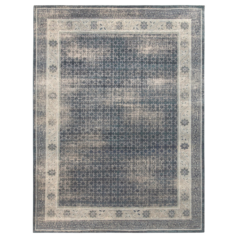 Distressed Homage Hand Knotted Wool Area Rug, Rectangle 10' x 14'