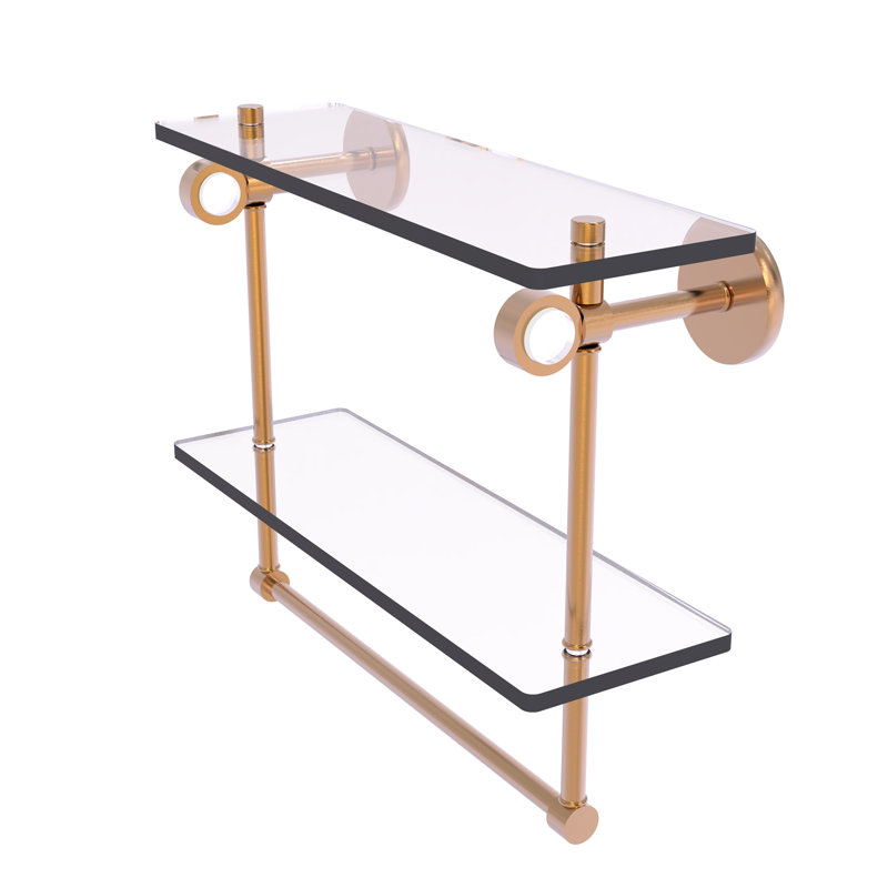 Tablette murale en verre double meuble-lavabo Margolis, H 12,8 po x l 16 po x p 5,6 po, Bronze brossé