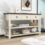 Console Exton Mid-Century avec tiroirs de rangement et tablettes ouvertes-325628261