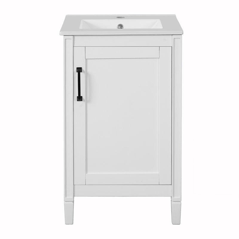 Meuble-lavabo de salle de bain avec lavabo en céramique, Blanc