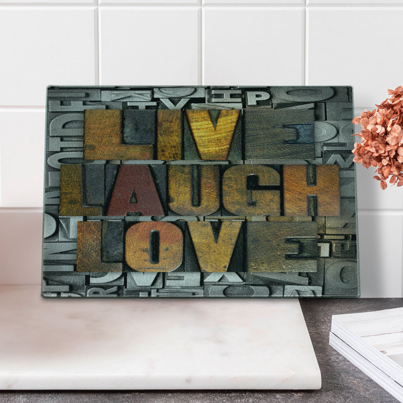 Multicolore, planche à découper en verre trempé Ambesonne Live Laugh Love