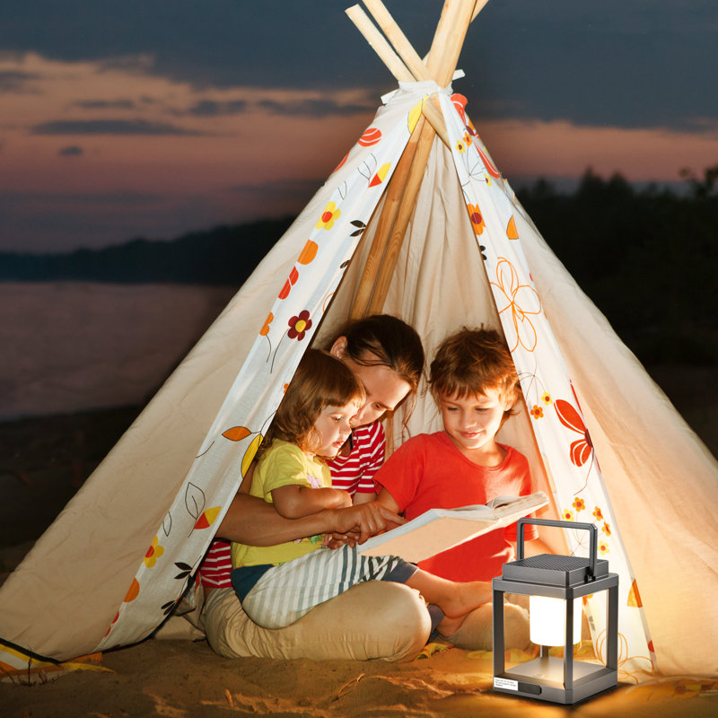 Lanterne solaire d'extérieur à DEL 7,4 "à intensité variable intégrée - Lampe IP44 imperméable alimentée par batterie pour le camping en terrasse