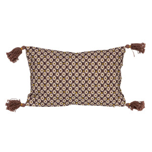 Cotton Printed Lumbar Pillow With Tassels