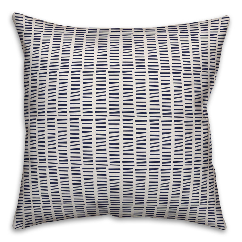 Geometric Throw Pillow, 16" x 16", White/Navy Geometric