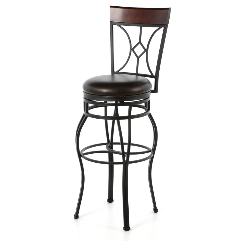 Dombroski Swivel Upholstered Counter Stool with Metal Frame