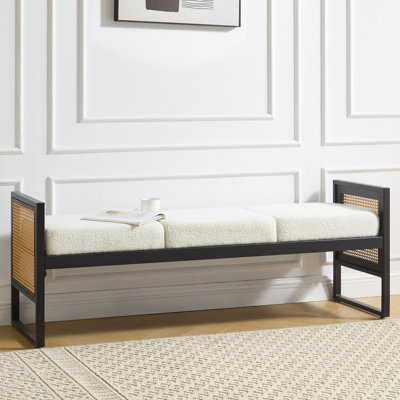 56.7" Boucle Fabric Upholstered Bench