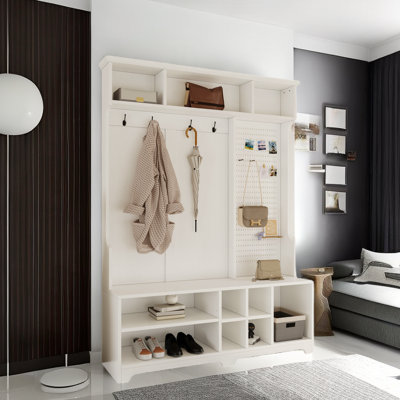 Hall Tree 57.48'' Wide with Bench and Shoe Storage
