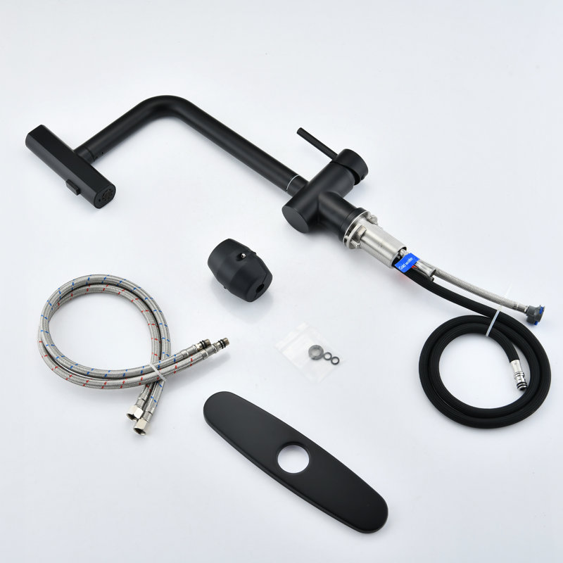 Robinet d'évier de cuisine rétractable Landolt, Noir mat