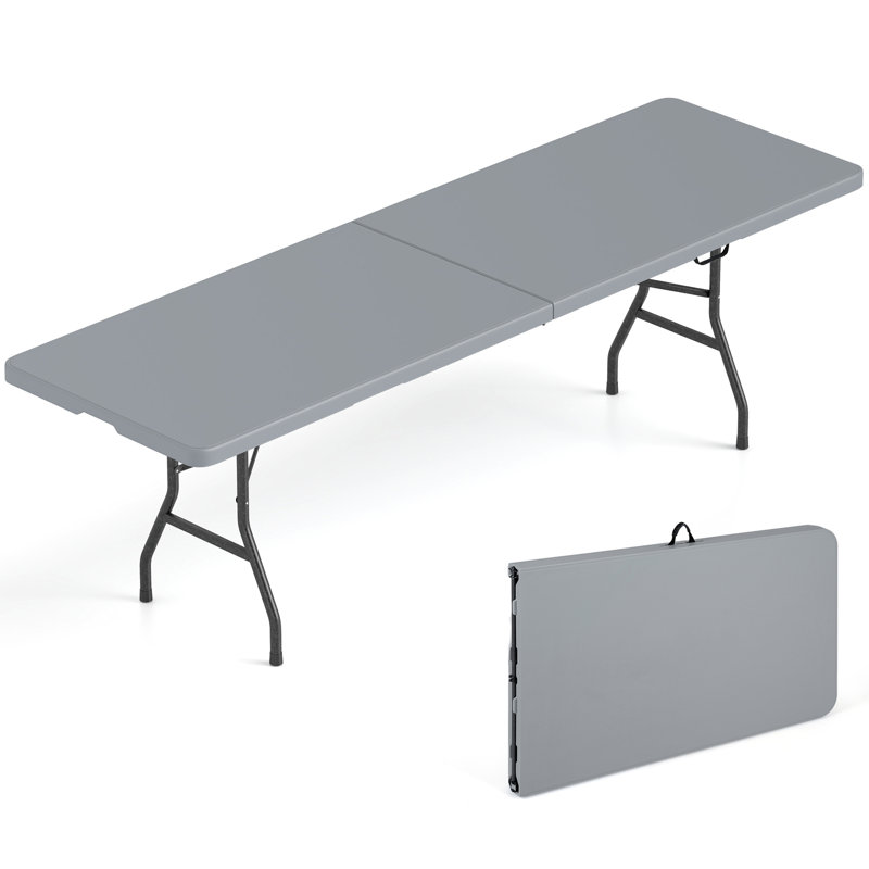Table pliante en deux avec mécanisme de verrouillage de sécurité en forme de rotin, Gris
