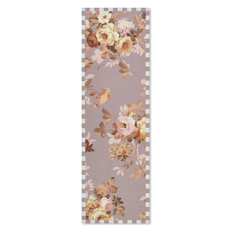 Wild Rose Washable Rug, Taupe, Runner 2'6" x 8'