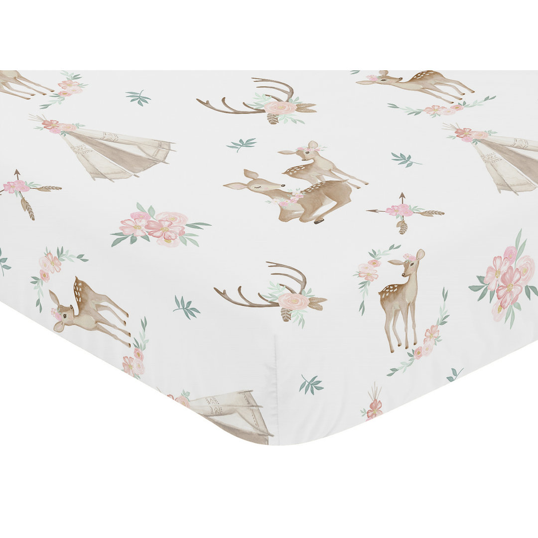 Deer Floral Fitted Crib Sheet Sweet Jojo Designs