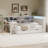 L-shaped Wooden Daybed with Desk and Storage Bookcase-587243149-587243151