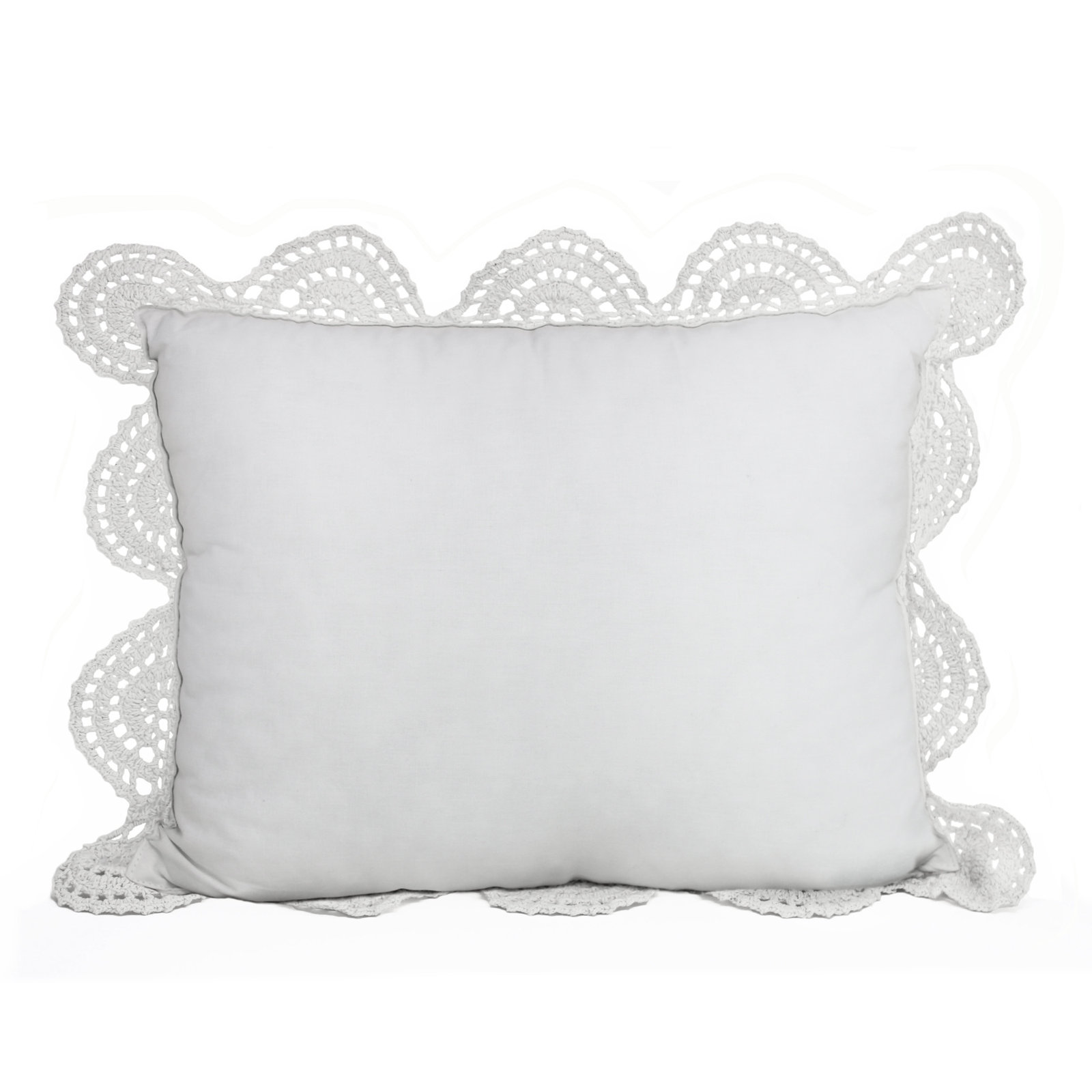 Handmade Cotton Crochet Pillow, White