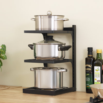  Pots And Pans Organizer Adjustable Pot Rack Metal Pan Holder, Heavy Duty Cookware Organizer Pot Rack Organizer Pot Storage Matte Black