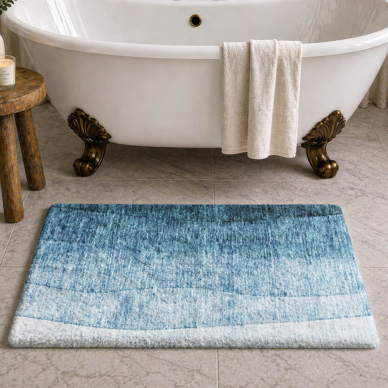 Tapis dégradé Premium à poils longs lavable à la machine ADS625, Blue, 2'6" x 3'10"