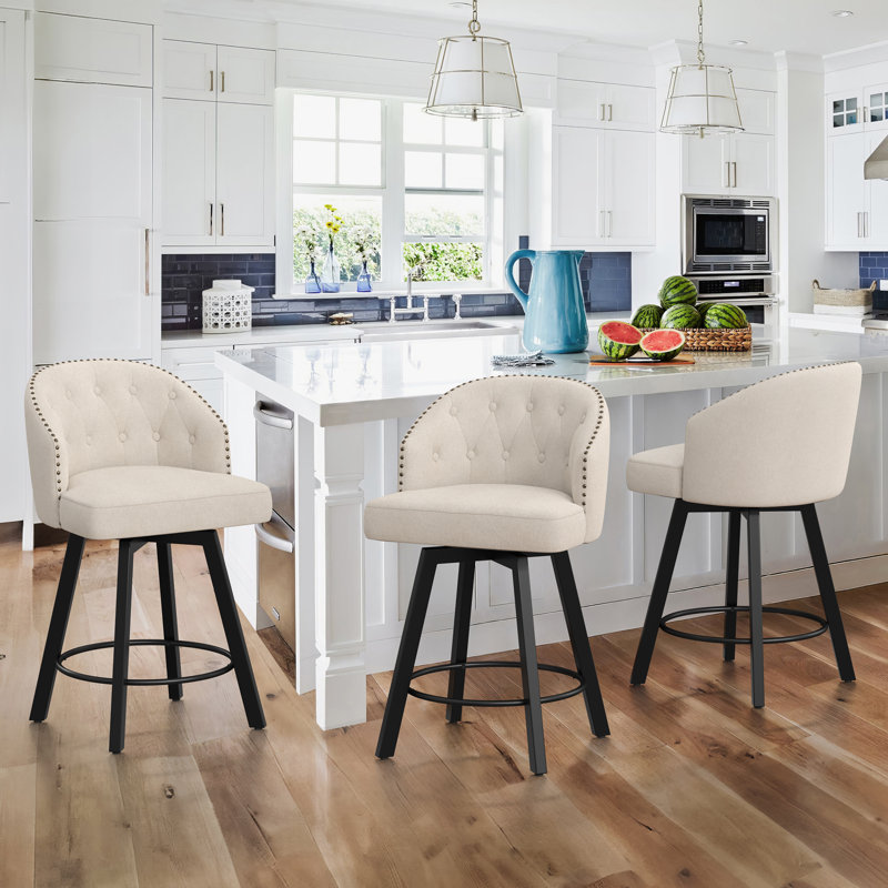 Tabouret de comptoir pivotant 25,98 po Drish, Beige