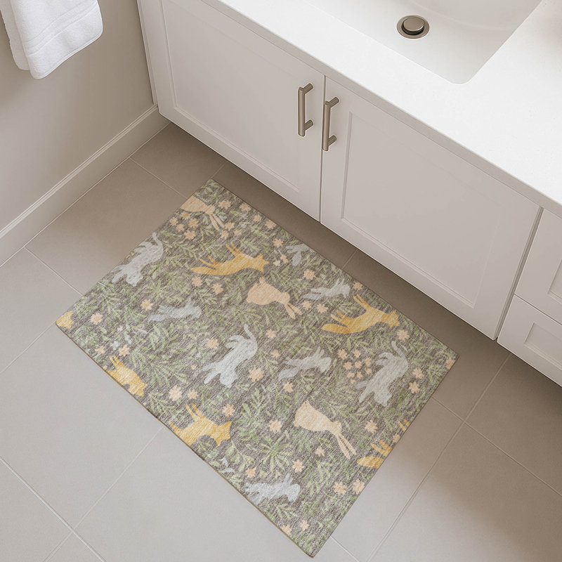 Tapis pour enfant Prisco AMF2509 lavable à la machine de qualité supérieure, Taupe, 1 pi 8 po x 2 pi 6 po