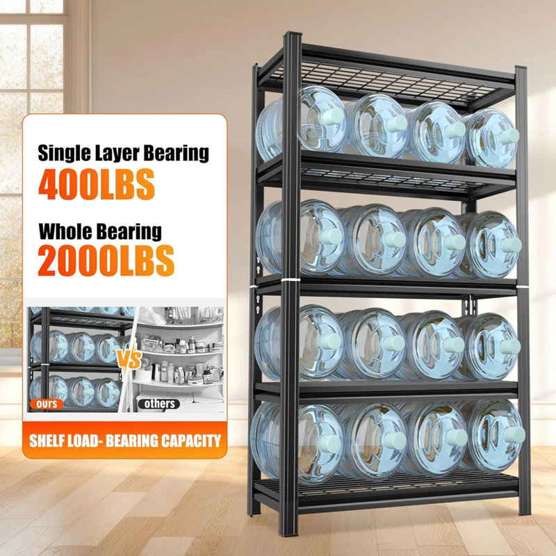 Support de rangement en métal à 5 couches, support de rangement à hauteur réglable, capacité de charge de 2000 livres, convient aux garages, cuisines, grandes surfaces, salles de rangement et gymnases