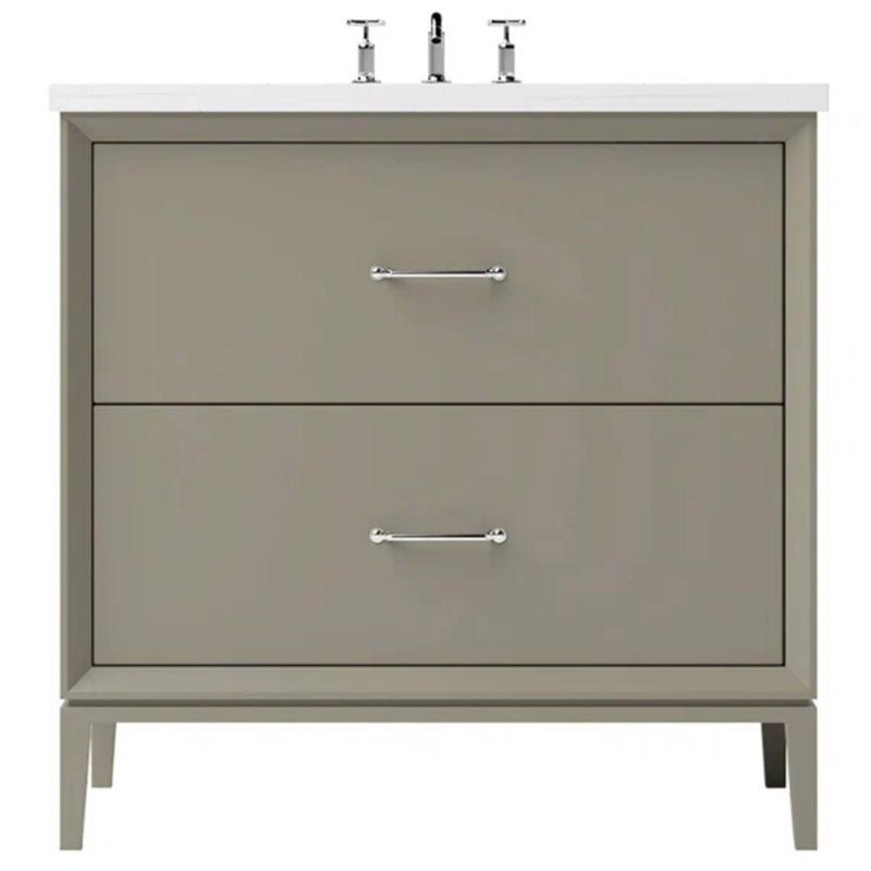 Alexandra Two-Drawer Single Bath Vanity, Polished Chrome, 30", French Olive