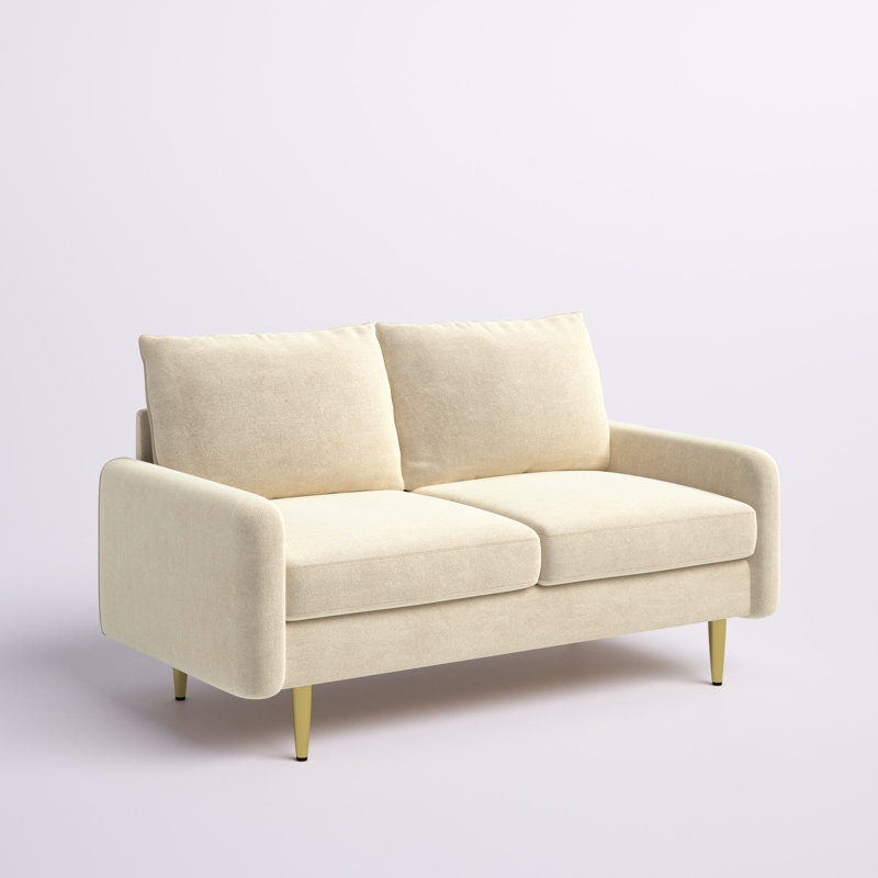 Canapé rembourré 70 po Siniard, Velours beige, H 33,07 po x l 71,65 po x P 36,69 po