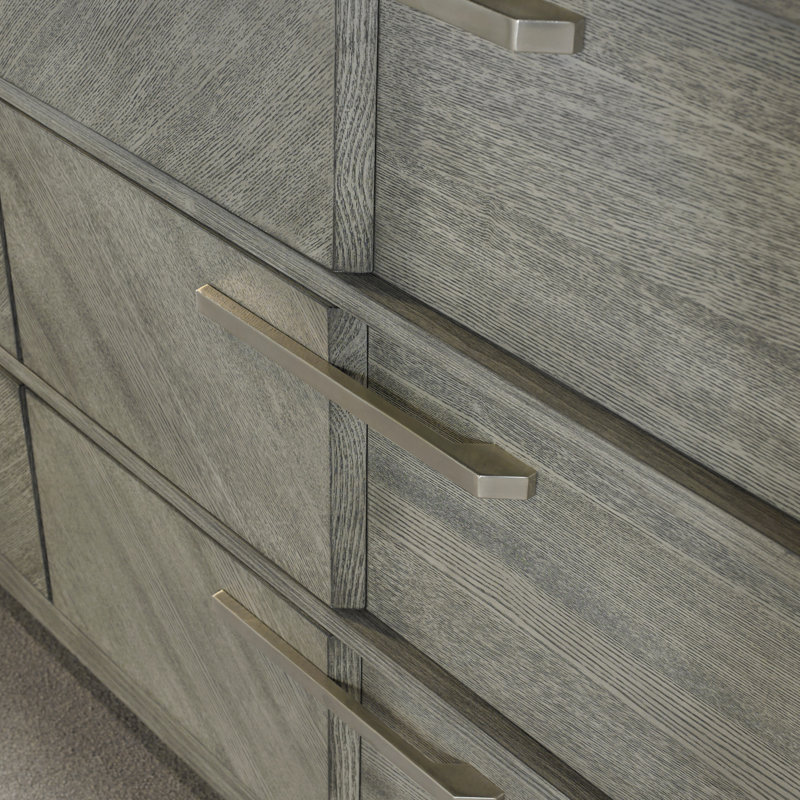 Commode 6 tiroirs en placage assorti gris (commode)