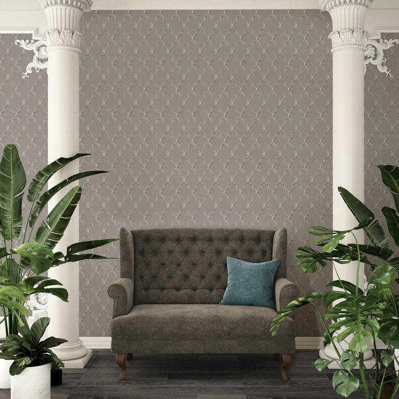Escape 10.05m x 53cm Textured Matte Paste the Wall Wallpaper Roll, Taupe/Grey