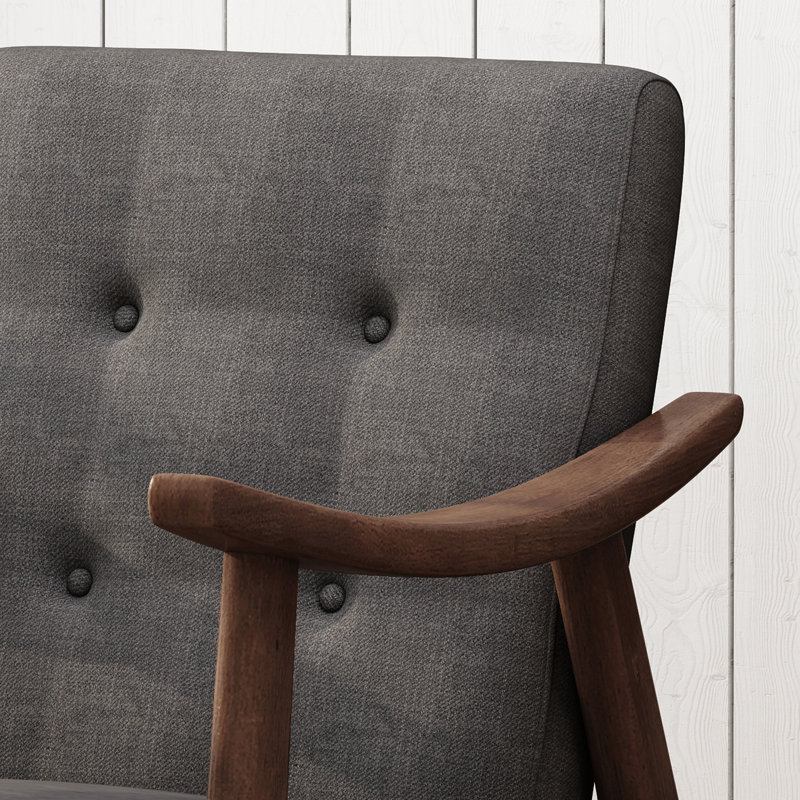 Chaise de style Mid-Century moderne avec revêtement et brun foncé, Gris foncé