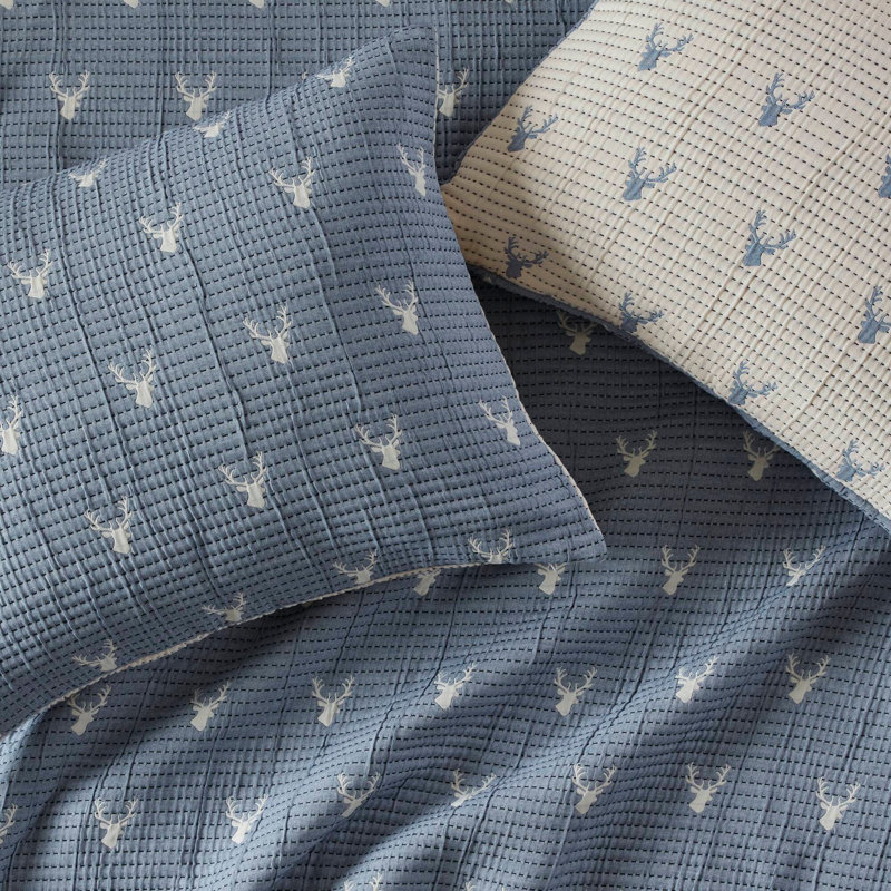 3 PCS Full/Queen Coverlet Set, Blue, Full Coverlet