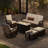 All-weather Wicker 5 - Person Patio Conversation Sets With Fire Table-983532585-988363133