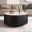 Table basse ronde et mobile avec roulettes