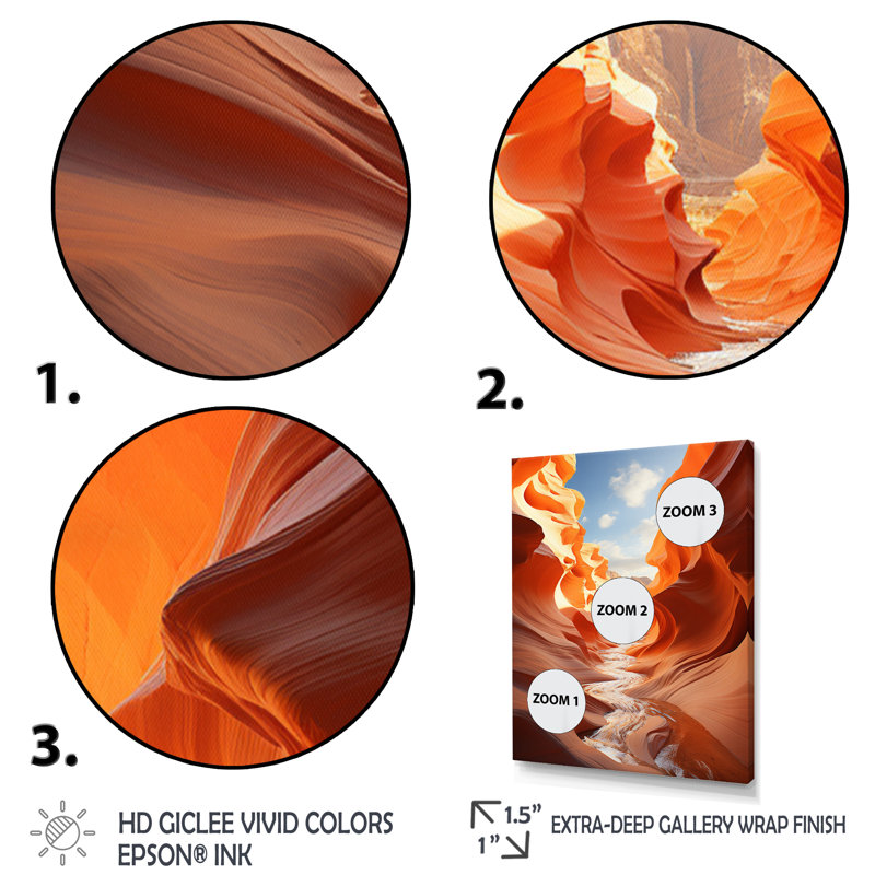 «Beige Blue Canyon Mirage II», reproduction d'art sur toile, H 44 po x l 34 po x P 1,5 po, Cadre photo noir