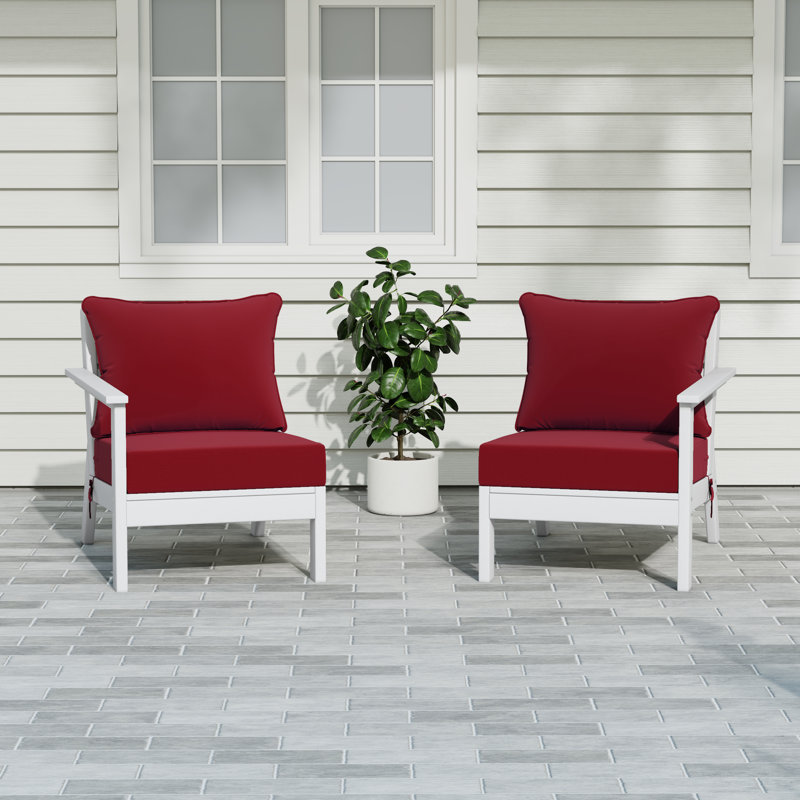 Ensemble de sièges profonds avec coussins, Red, White