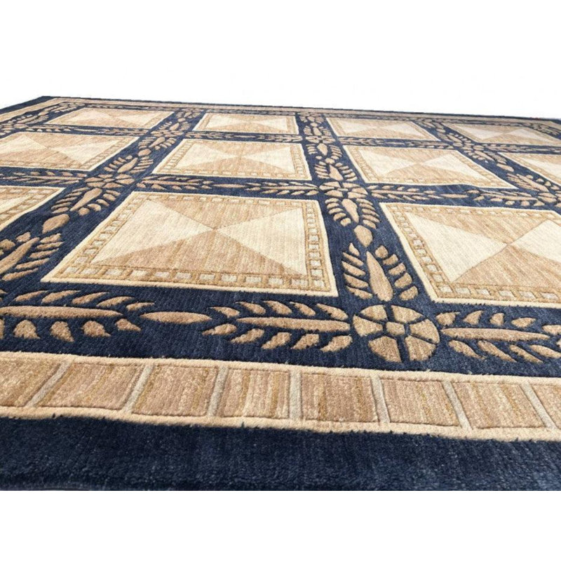 Geometric Area Rug in Navy Blue