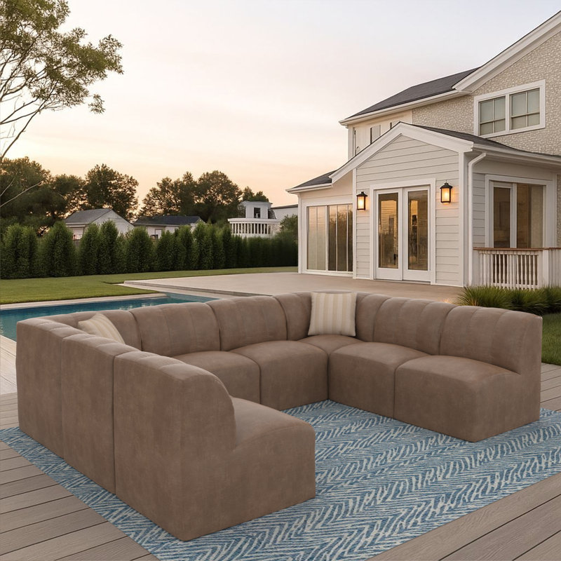 Canapé modulaire extérieur en Ultraleather 124 po Praia