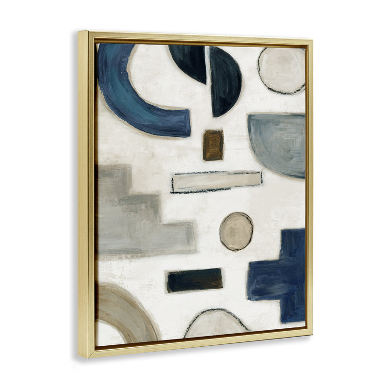  «Neutral Shapes» par Emma Peal, H 21 po x l 17 po, Cadre flottant métallique doré