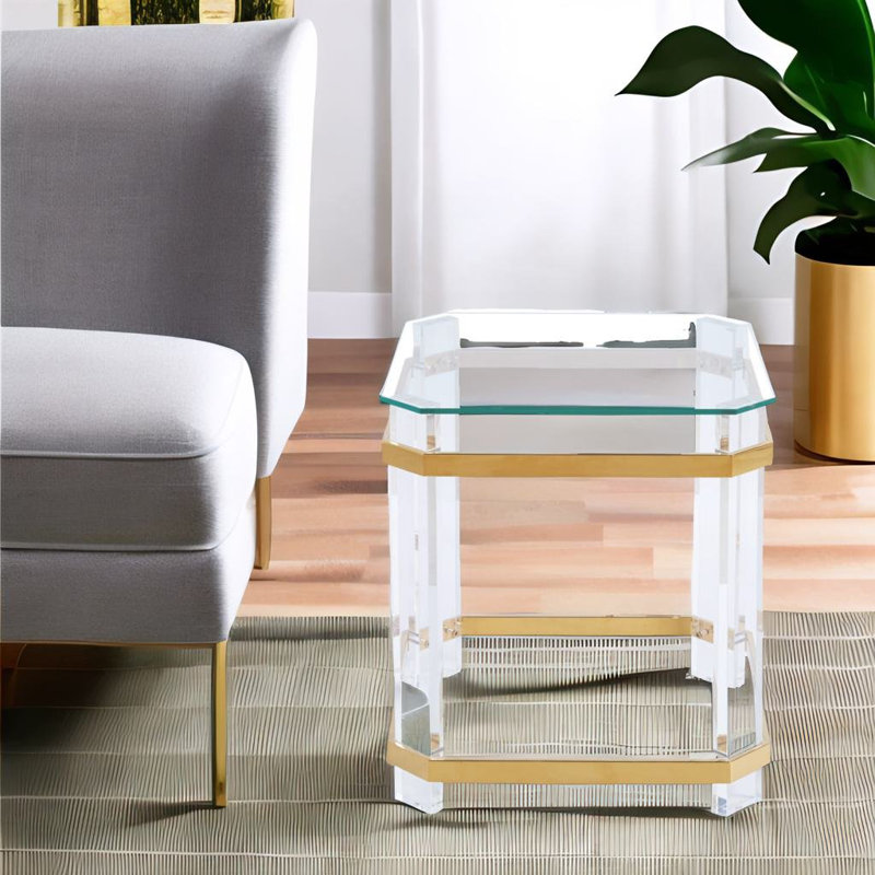 Vessica Glass Top Coffee Table, Gold