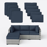 9-Piece Outdoor 3'' Cushion Cover Set (Set Of 3 Seats , 5 Backs, 1 Footrest)， Only Covers