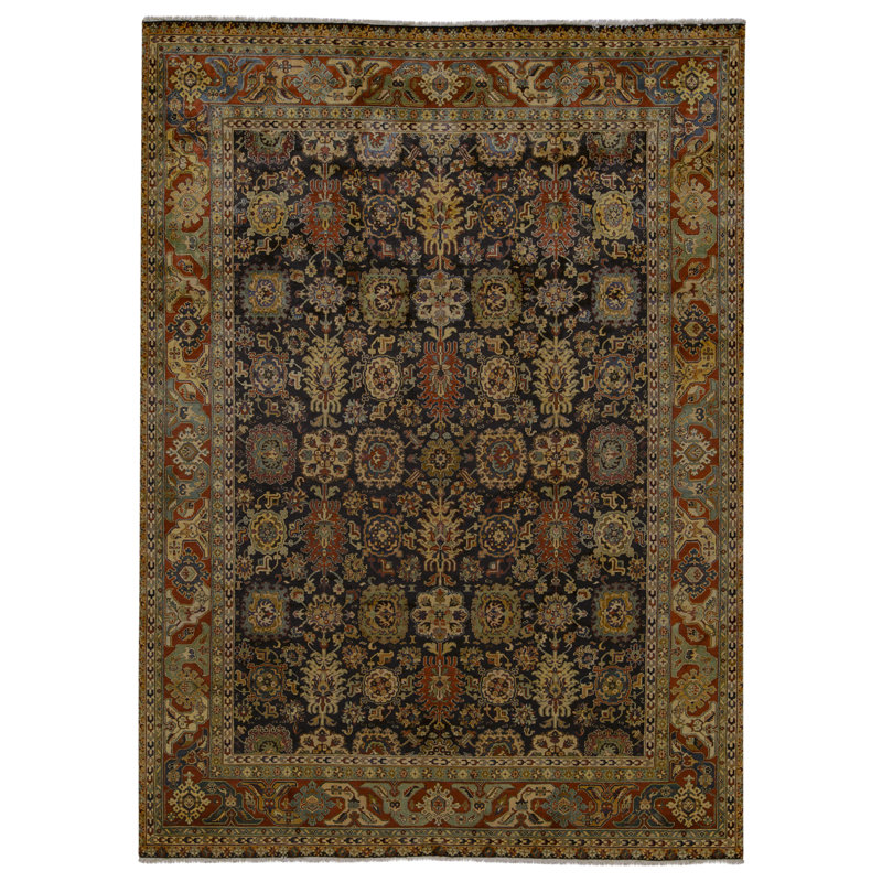 High-Quality Hand-Knotted Black And Red Area Rug