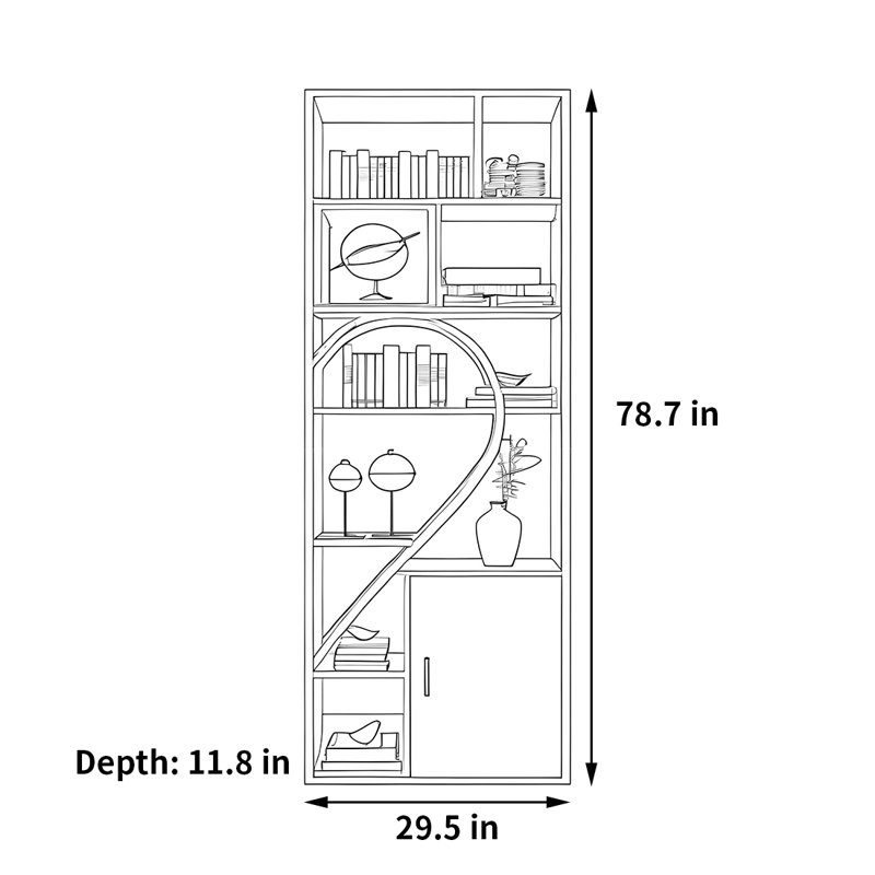 Erin, (7 Shelves) 78.7"H x 29.5"W x 11.8"D