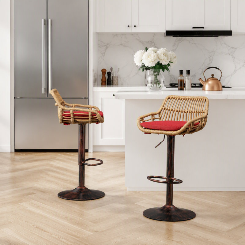 Ensemble de 2 tabourets de bar pivotants réglables à hauteur de comptoir avec repose-pieds pour la cuisine et la salle à manger