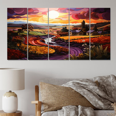 «Italian Dream Pastoral I», reproduction sur toile - 5 panneaux égaux