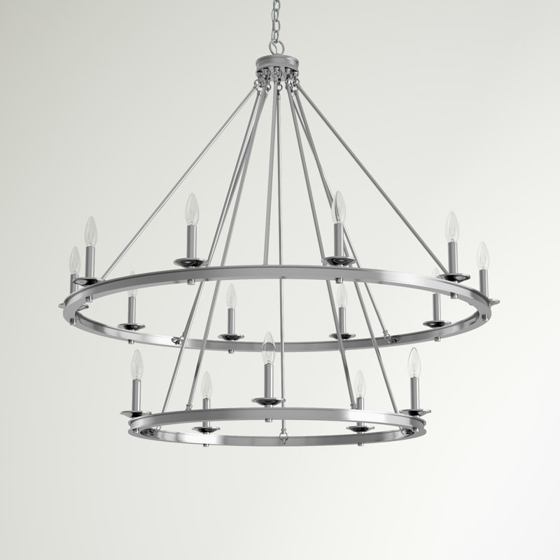 Poynor 15-Light Chandelier, Nickel poli
