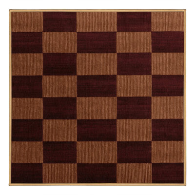 Tapis brun à carreaux lavable à la machine
