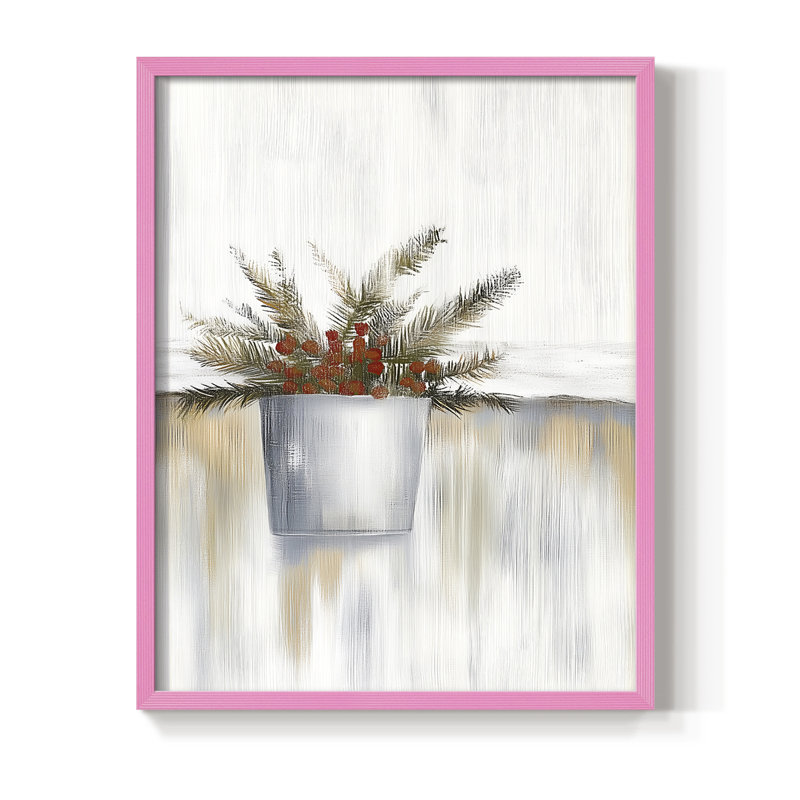 «Christmas Holiday Art CDX III», reproduction encadrée - bois massif, H 11 po x l 9 po, Rose