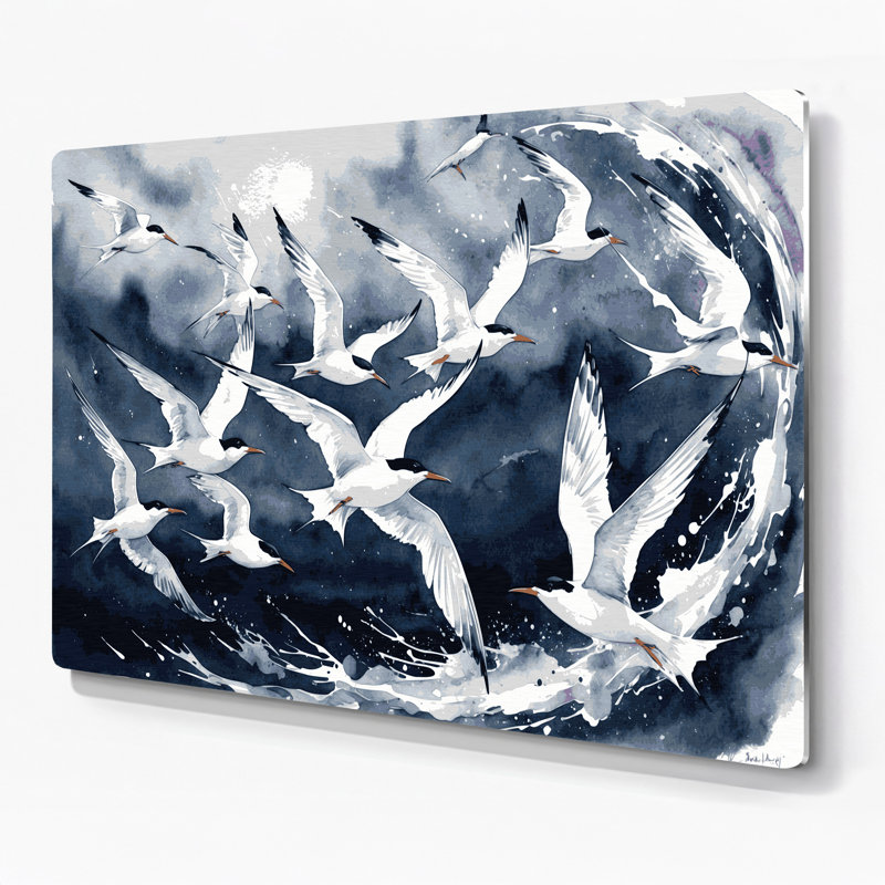 Art mural en métal oiseaux, H 16 po x l 20 po