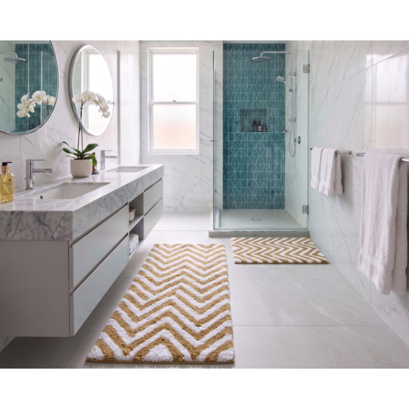 Ensemble de tapis et de tapis pour salle de bain en microfibre 2 pièces - doux, absorbant et antidérapant, Beige