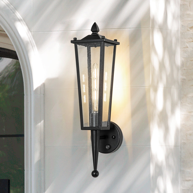 1 - Light 20.5'' High Seeded Glass Rectangle Black Outdoor Wall Lantern