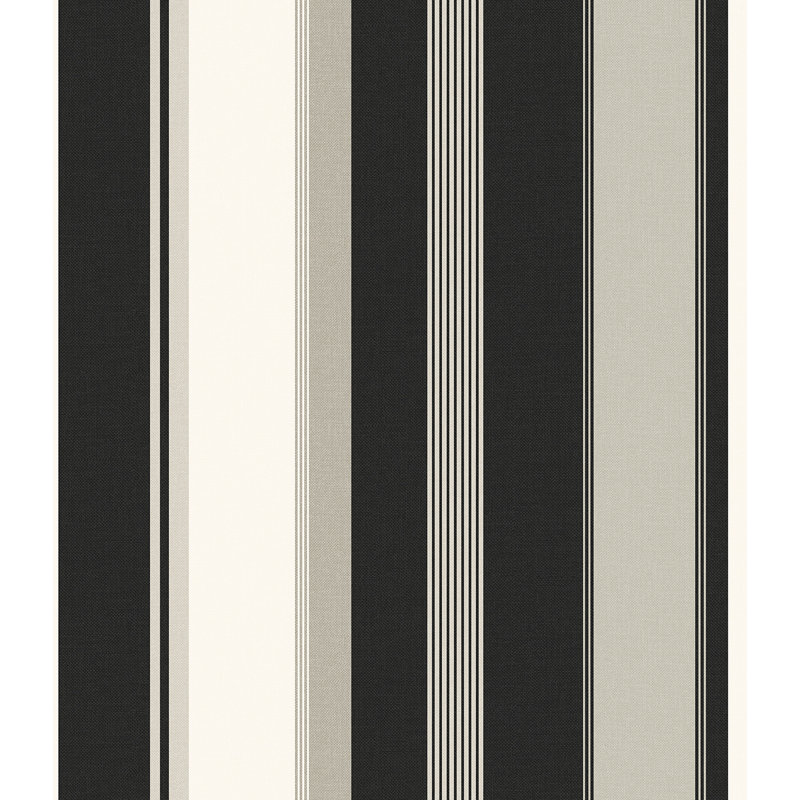 Papier peint rayé multicolore Prunella Seabrook Designs, Neutre / noir